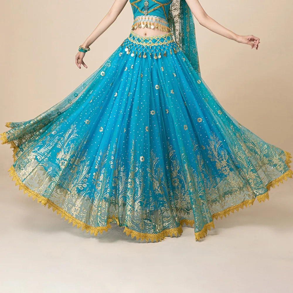 Large Swing Skirt Belly Dance Costume Dress Bollywood Outfit Dancer Style Performance Suit Fantasy Rave Adult Size