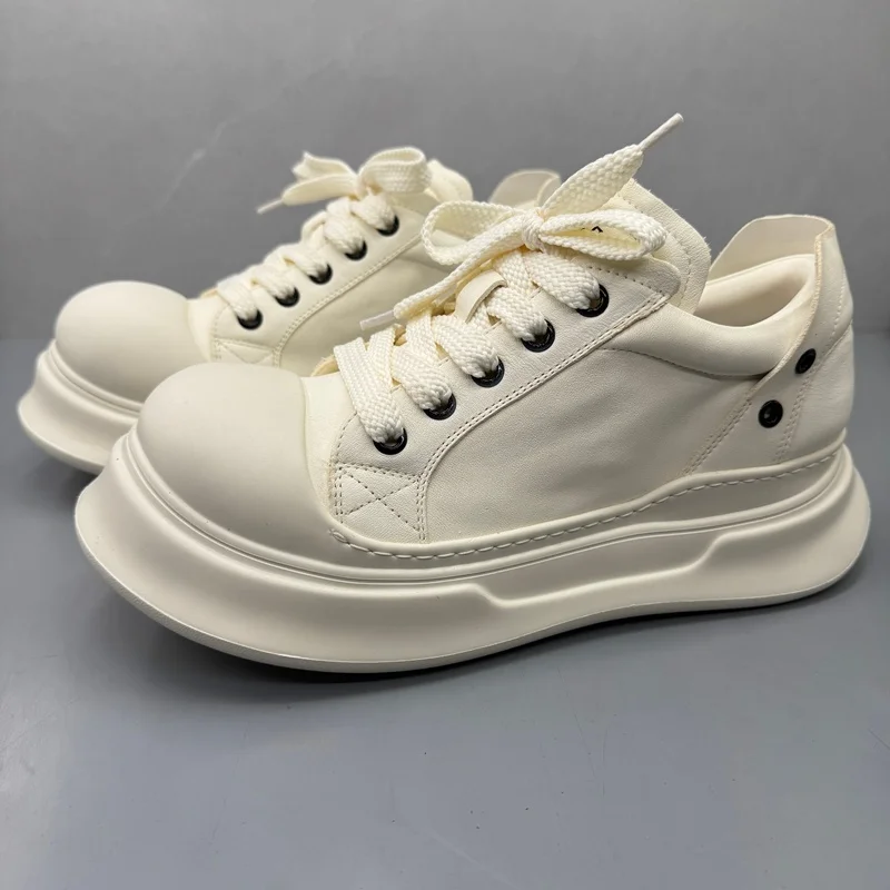 

Повседневные мужские кожаные туфли-лоферы на толстой подошве, удобные, модные, с круглым носком, на резиновой подошве