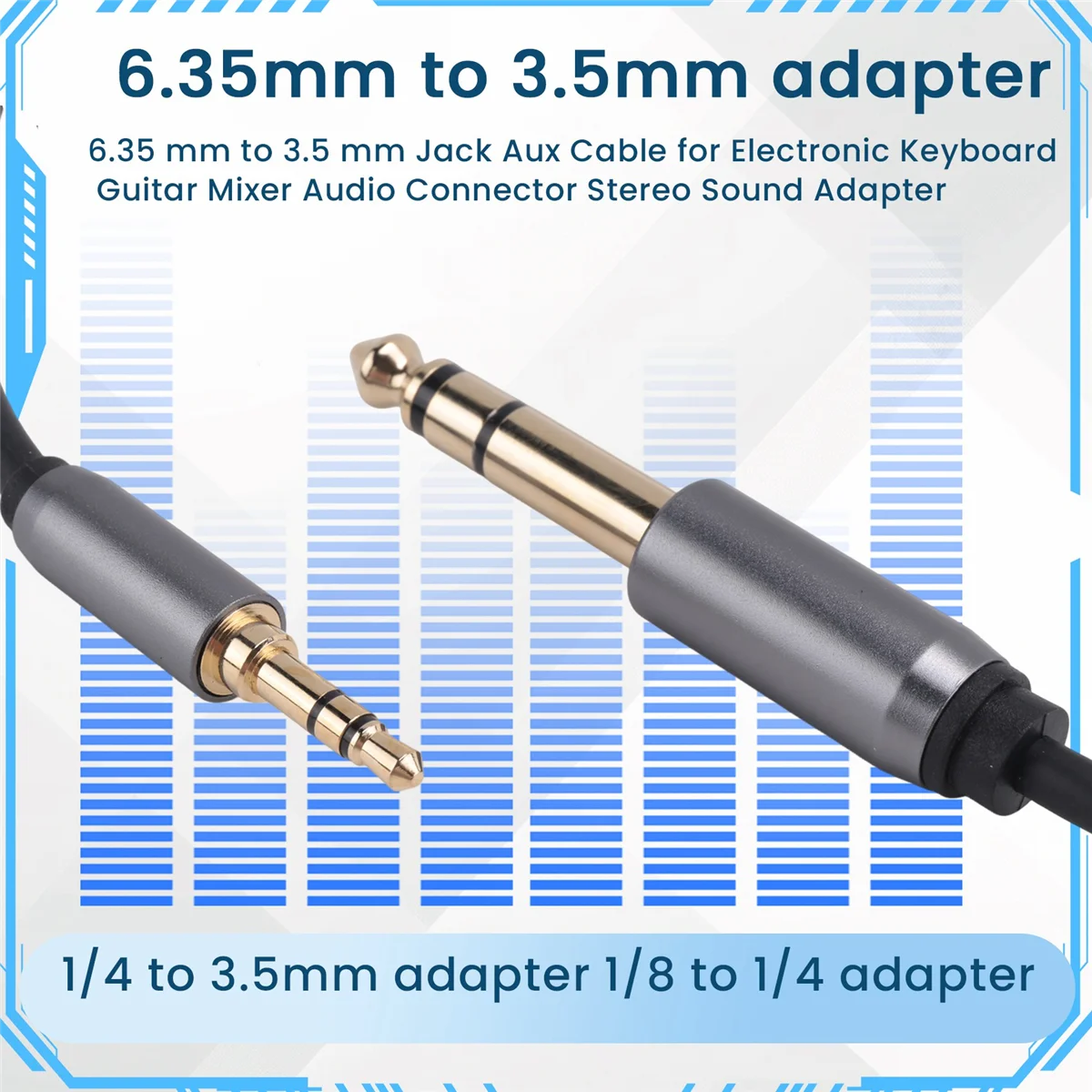SVFE-gKabel Aux Jack 6.35mm hingga 3.5mm Kualitas Tinggi untuk Keyboard Elektronik Mixer Gitar Konektor Audio Suara Stereo