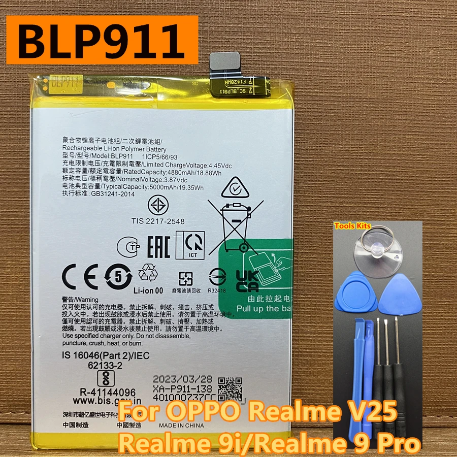 

BLP911 5000 мАч Оригинальный Новый аккумулятор для OPPO Realme V25 , Realme 9i , Realme 9 Pro 9pro RMX3491 Мобильный телефон батареи