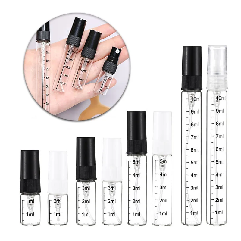30/50/100PCS 2/3/5/10ml Empty Clear Graduated Perfume Glass Spray Bottle Refill Portable Travel Vail Atomizer Cosmetic Container