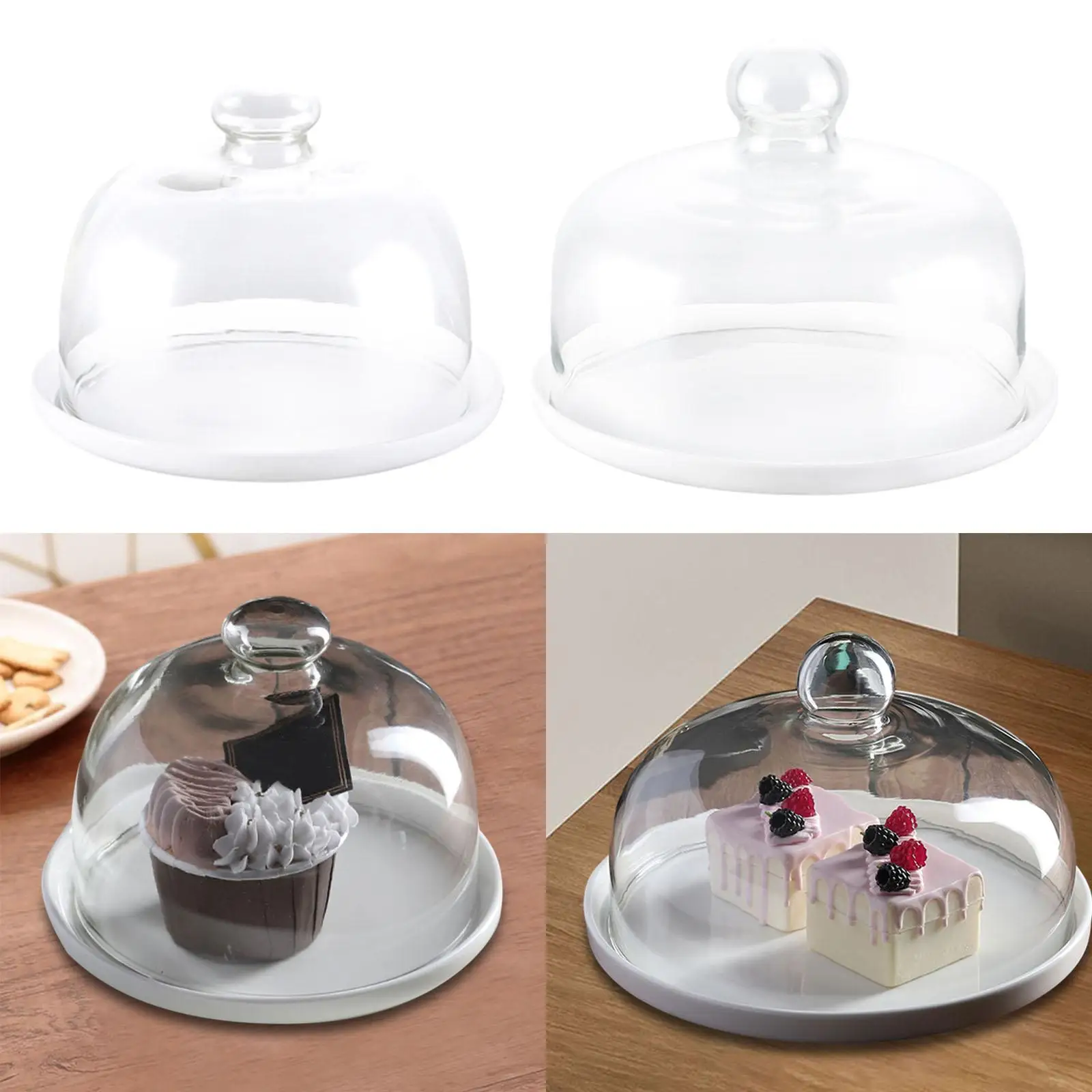 Ceramic Cake Stand with Glass Cover Cookie Platter Dessert Storage for Holiday Birthday Festive Store Party Display Restaurants