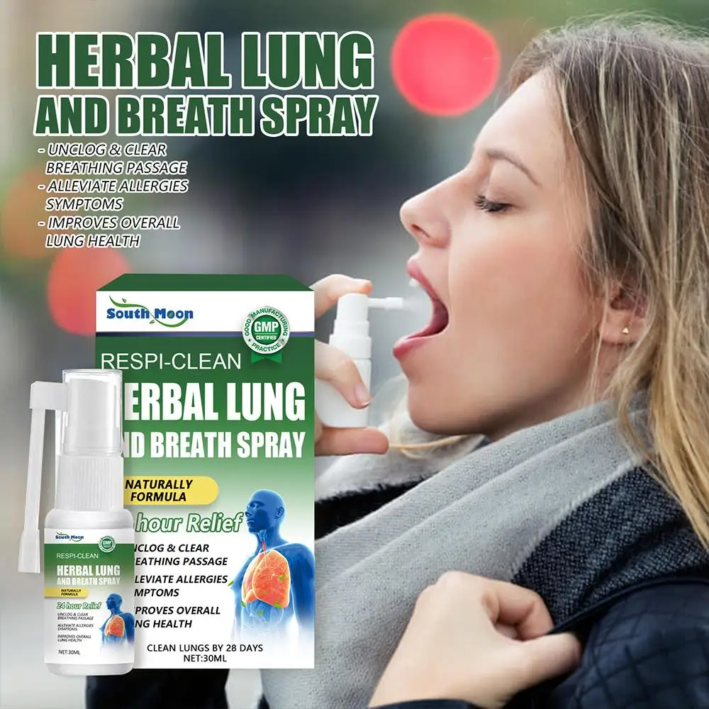 Espray de limpieza de pulmones a base de hierbas para ahumador, desintoxicación, congestión Nasal clara, alivia la garganta, espray discómodo Nasal