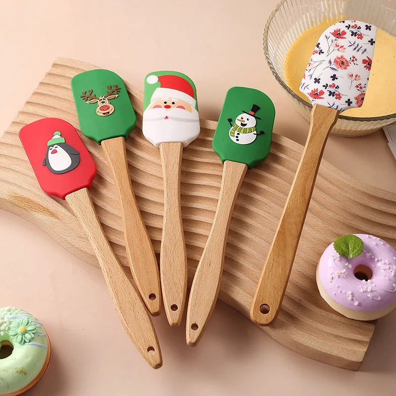 Wooden Handle Silicone Cream Spatula Kitchen Non-Stick Pastry Blenders Cake Chocolate Butter Baking Mixer Scraper Kitchenwar