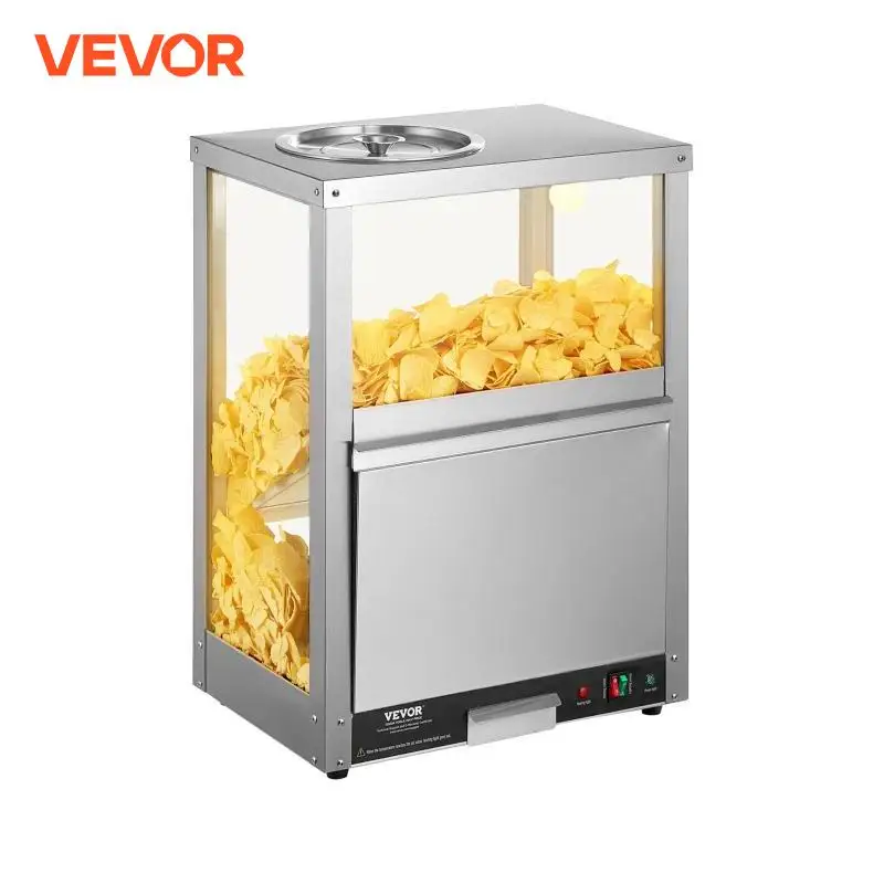 VEVOR Commercial Nacho Chip Warmer 84.5QT Nacho Machine  Deflection Board Stainless Steel for Nacho Chips Popcorn Potato Chips