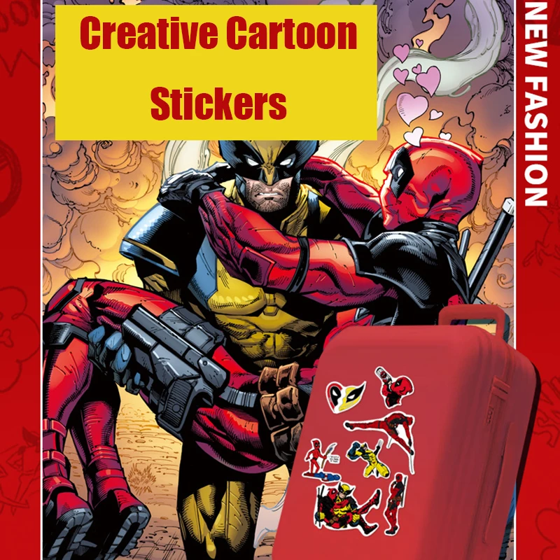 50Pcs Deadpool 3 Stickers Walt Disney Marvel Heroes Wolverine and Deadpool Creative Funny DIY Mobile Phone Luggage Stickers