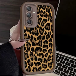 Silicone Phone Case for Samsung Galaxy A55 5G A35 A25 A15 A05 A05S A24 A13 A23 A12 A22 A32 A52 A52S A72 A11 Luxury Leopard Cover