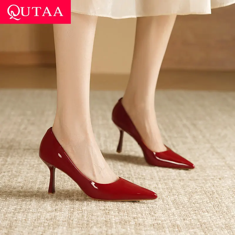 QUTAA 2025 Fashion Women Pumps Shoes Spring High Heels Comfort Elegant Sexy Summer Pointed Casual Shoes Party Woman Size 34-39