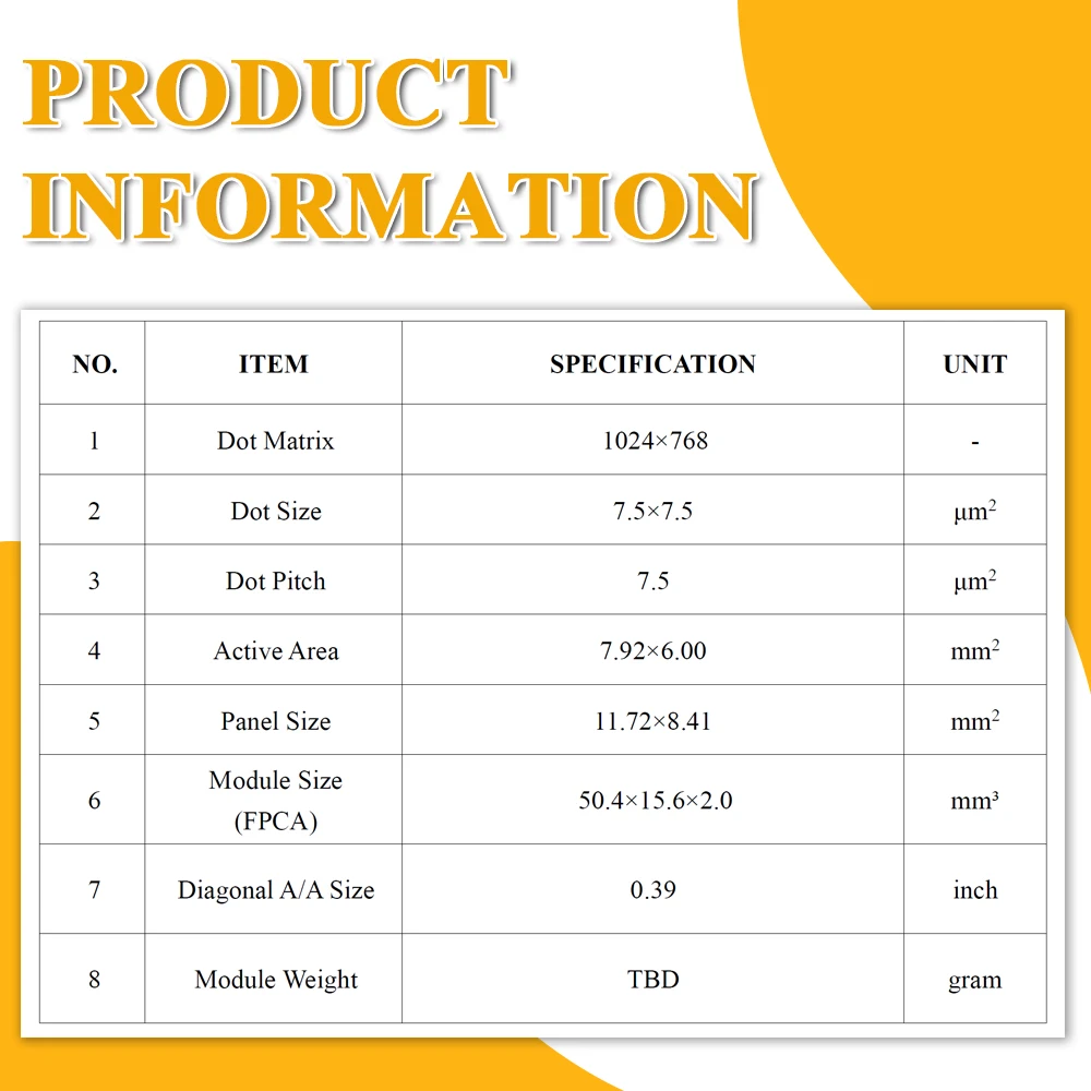 0.39 Inch OLED Display Viewfinder 1024*768 for FPV Drone Aerial Photography Thermal Imaging Night Vision Device Micro AV HDMI