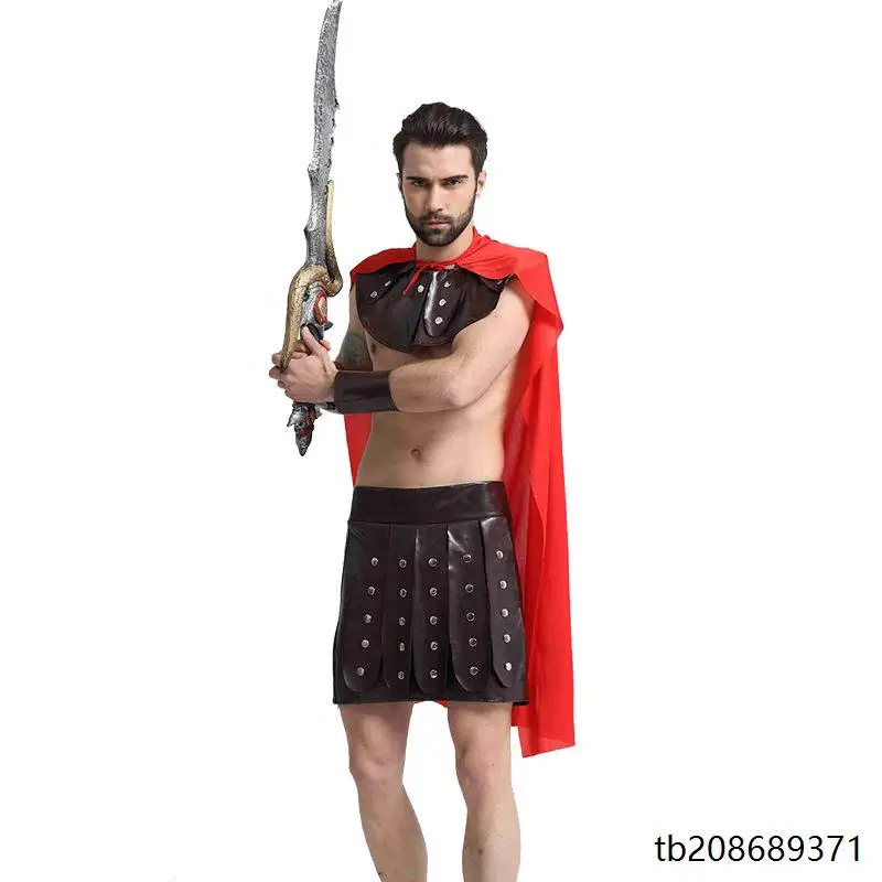 زي نسائي للهالوين على شكل محارب روماني قديم أو إسبرطي، مثالي لحفلات التنكر وإعادة تمثيل الأحداث التاريخية