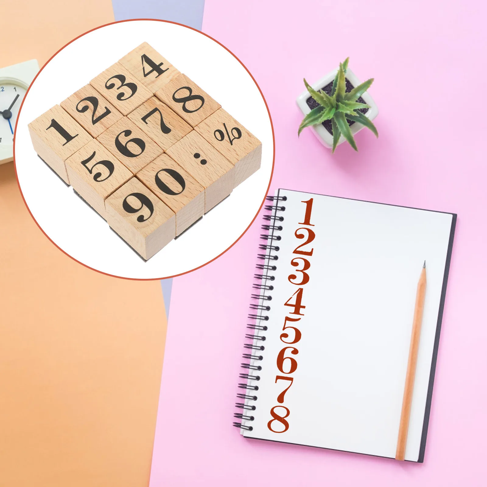 

1 set 1 Set Wooden Stamp Diy Accessories For Craft Scrapbook Journal Number Design Seal Stamps Lightweight Durable Sealing Tool