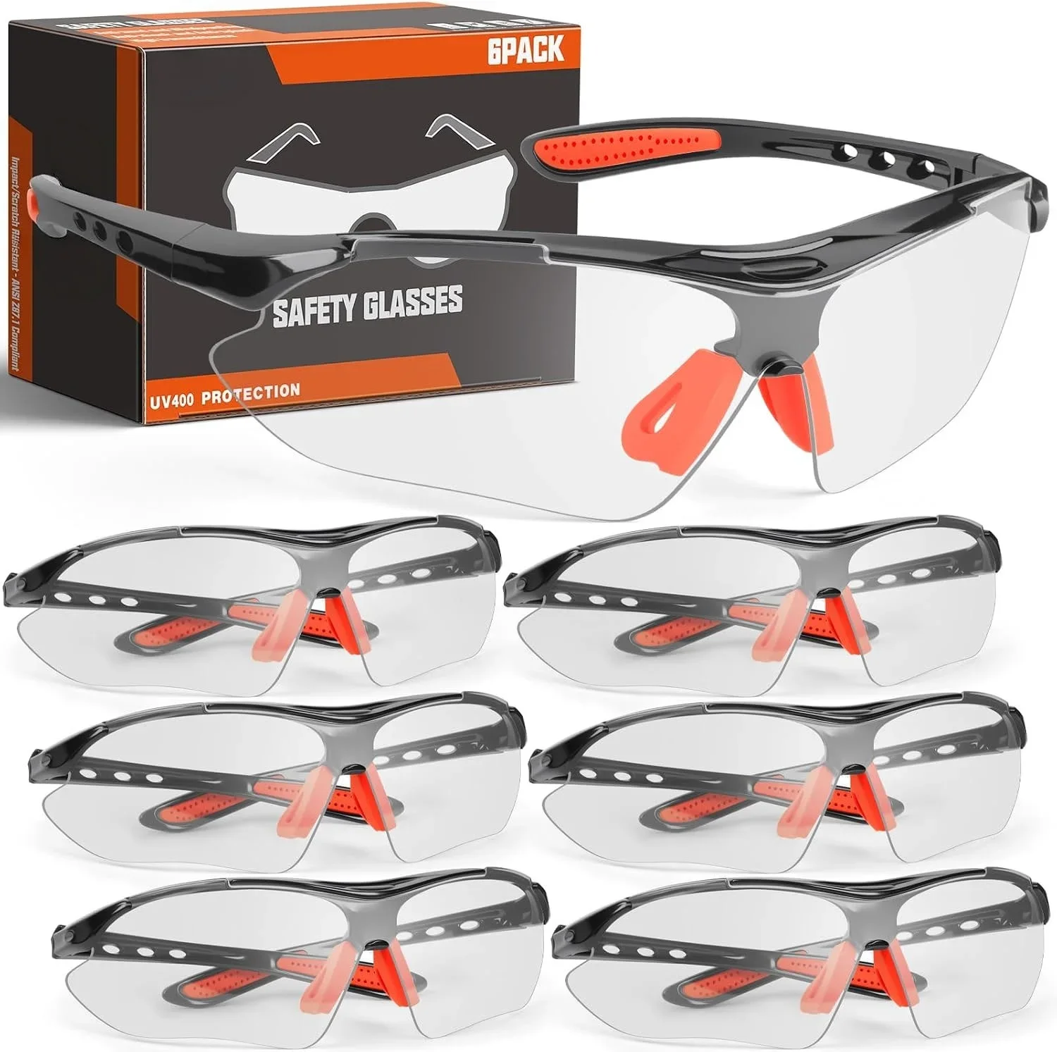 Safety Glasses Bulk for Men Women, Safety Glasses UV Protection Protective Eyewear for Construction Woodworking