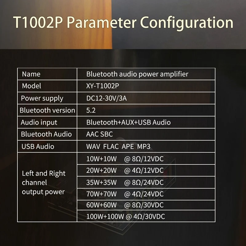 블루투스 디지털 파워 앰프 보드, 스테레오 서브우퍼, 하이베이스 조정 앰프, T1002P 업그레이드, TPA3221, 100W x 2