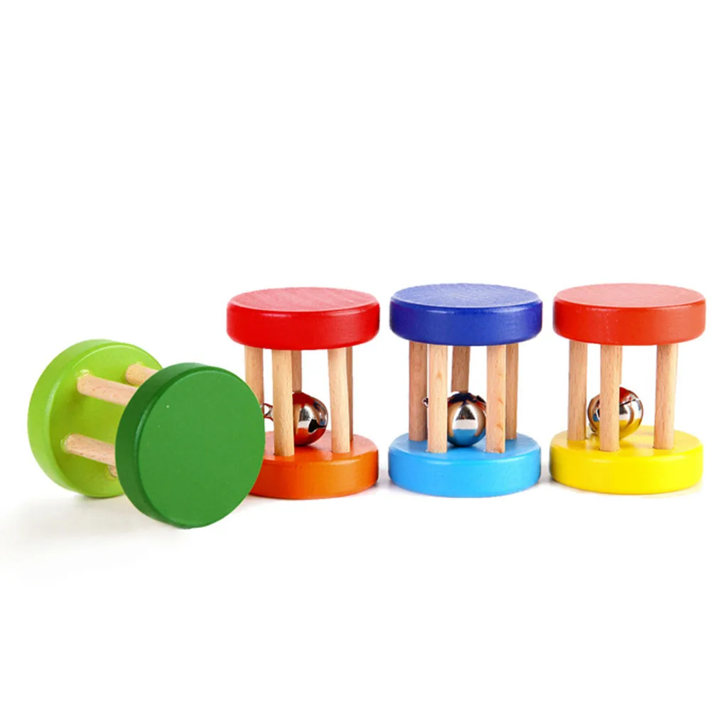 4 قطعة خشخيشات خشبية عالية الجودة غير سامة لعبة الطفل التعليمية خشخيشات اليد الرضع التنمية المبكرة خشخيشة خشبية #5