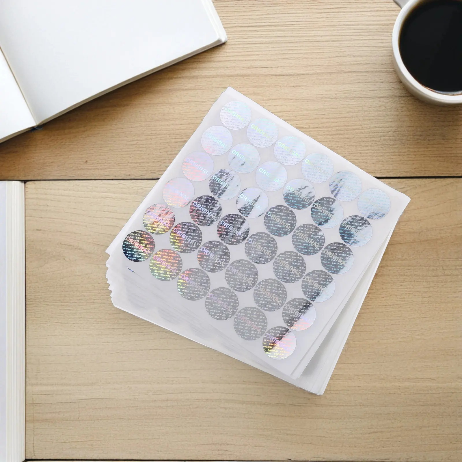 14Sheets Anti-Counterfeiting Holographic Self-Adhesive Label Stickers Tamper Evident Seals Retail Security Glitter Round
