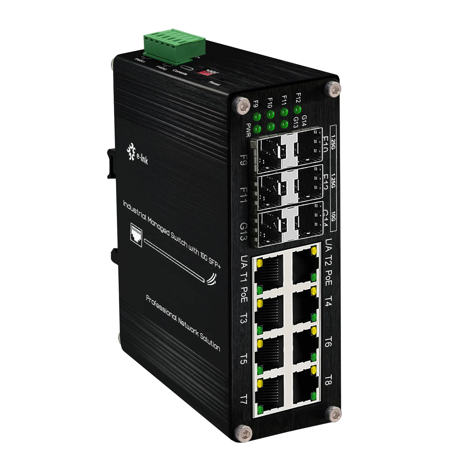 

Industrial L2+ Managed Ethernet Fiber Switch:8-Port 1000M RJ45 + 4-Port 1G SFP + 2 Ports 10G SFP,DIN 8 Ports Switch with 6 SFP