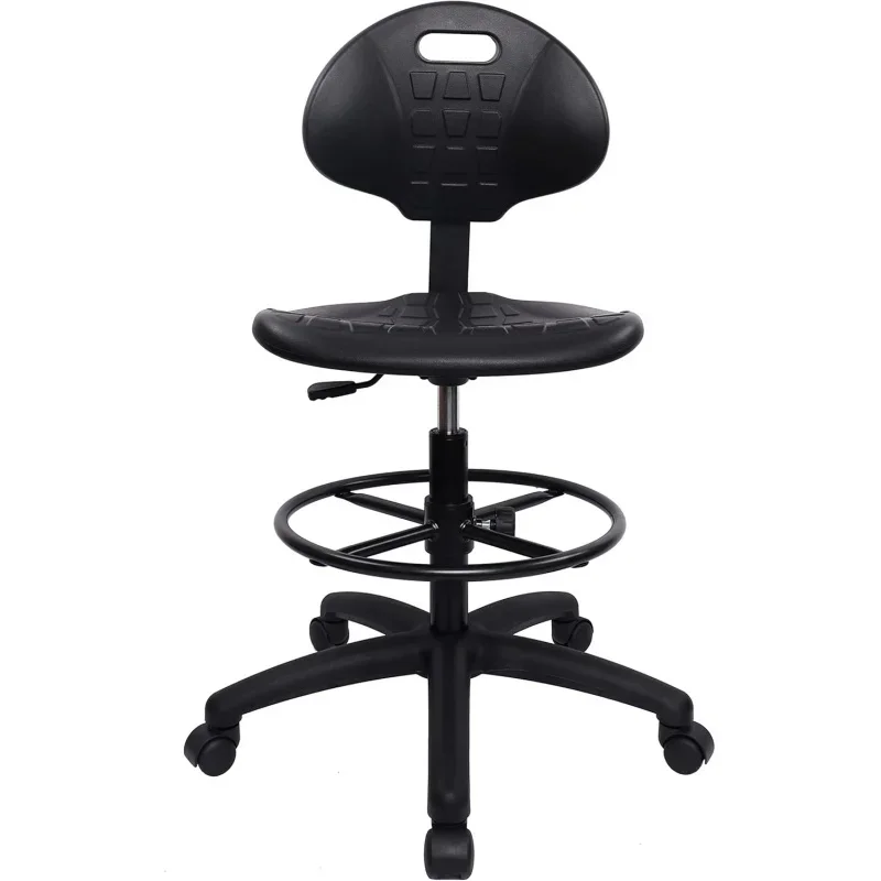 Polyurethane Drafting Lab Stool Chair, 18 Adjustable Footring, 10 Adjustable Height, 450 lbs Capacity, Heavy Duty