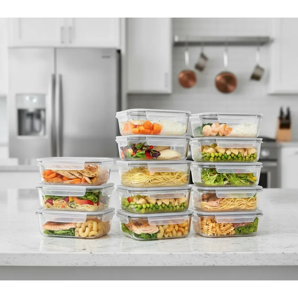 

Glass Food Storage Containers with Lids, Airtight Meal Prep Set for Microwave, Oven, Freezer & Dishwasher (10-Pack 35oz)