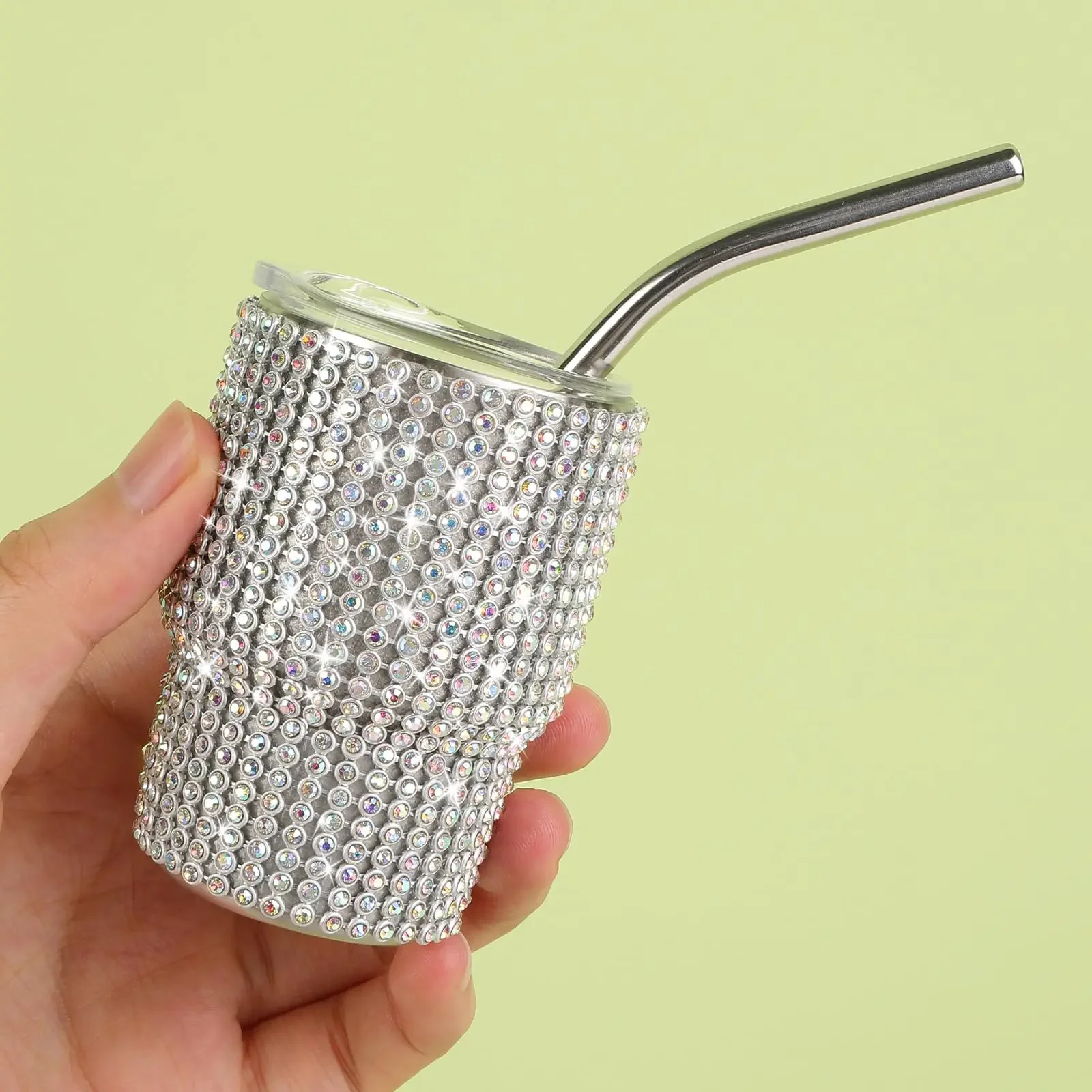 5pcs Bling Diamond Stainless Steel Insulated Cup With Straw Red Wine Glass Keep Drinks Hot or Cold Perfect for Cocktails Beer