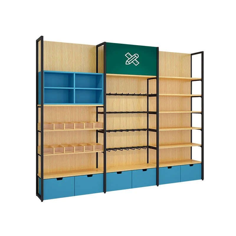 custom.Whole Shop Design Custom Shopping Mall Supermarket Boutique Chain Steel Wood Double-Sided Single-Sided Display Rack