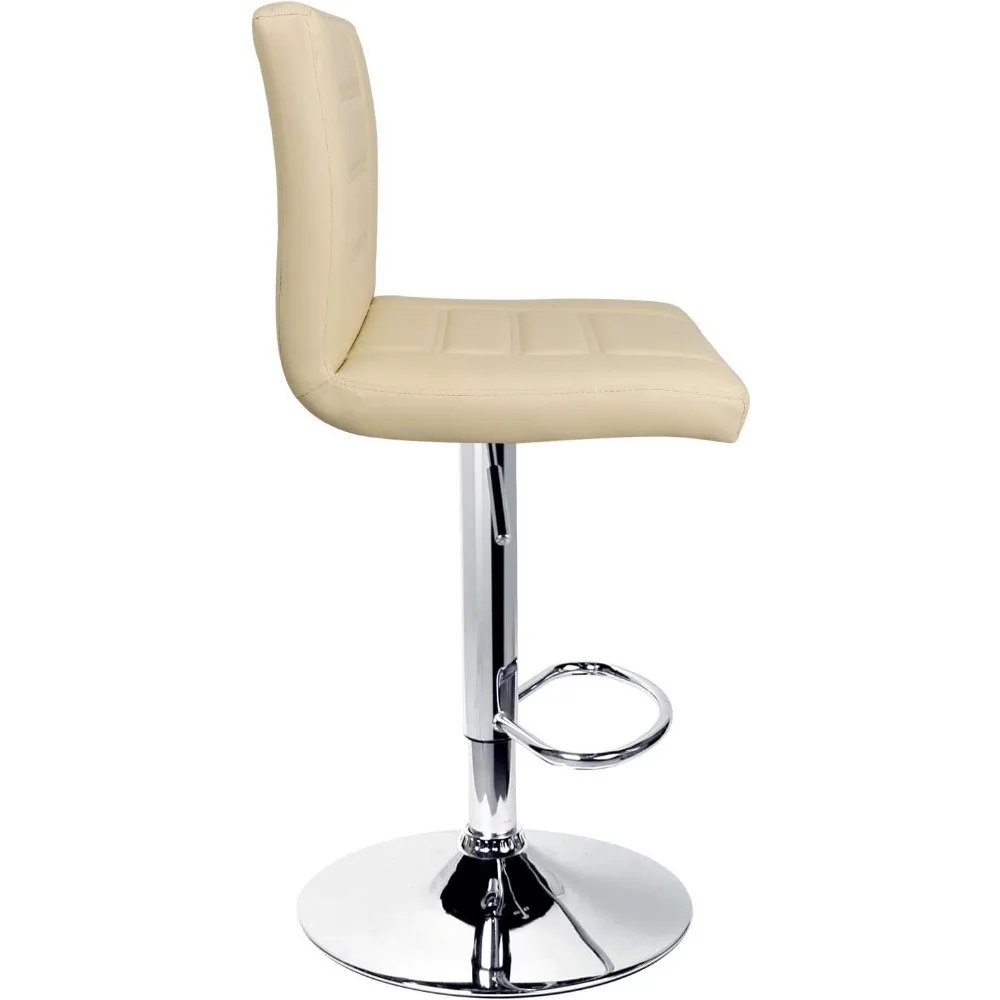 Modern ajustável Bar Stools Set com Costas, Linha Reta Giratória Barstool, Bege, Conjunto de 2