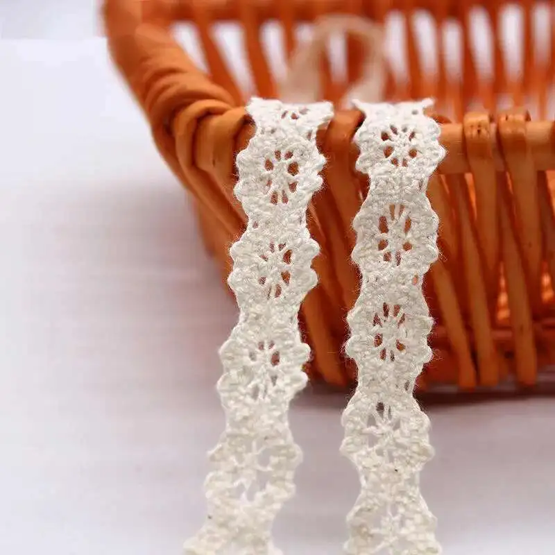 

10mm Apparel Sewing 10Yards/Lot Fabric Ivory Cream Trim Cotton Crocheted Lace Fabric Ribbon Handmade Accessories