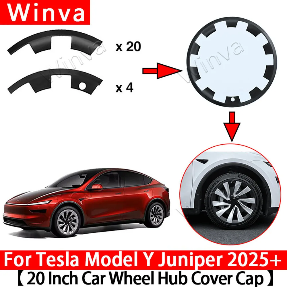 

For Tesla Model Y Juniper 2025 20 Inches Wheels ABS Rim Guard Rim Car Hubcap Cover Protection Hubcap Patch Scratch Proof Hub Cap