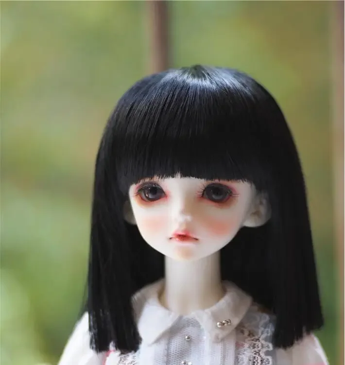 （Customize 30 Days） BJD DD SD MSD 1/4 1/6 1/3 doll's Accessoriess wig  black silver Bangs short hair 1pcs