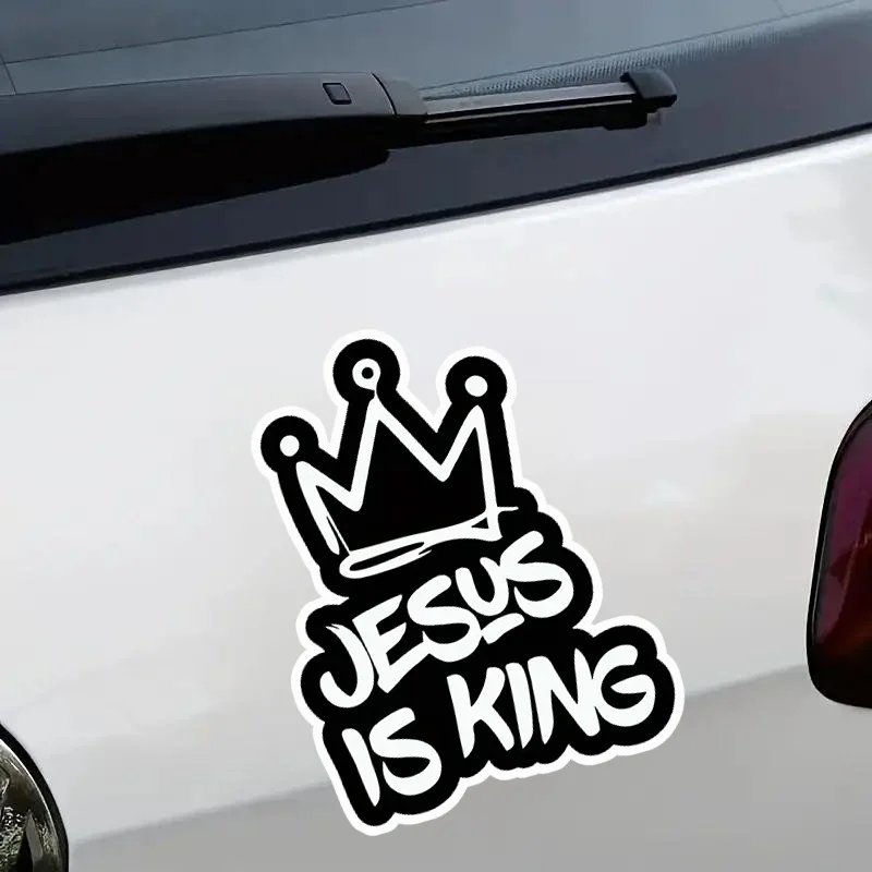 Vinyl-Aufkleber „Jesus ist König“ mit Kronendesign, 11,5 x 15 cm, ideal für Autofenster, zeigt Ihren Glauben auf stilvolle Weise dar.