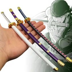 26cm Roronoa Zoro Katana Metal Sword Toy Anime Cosplay Knife Collection Japanese Ninja Samurai Katana Weapon Model Kid Toy Gifts