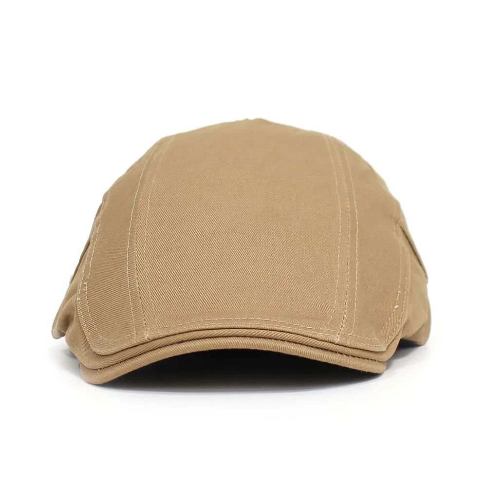 Solid color cotton front cap men\'s casual cap classic beret