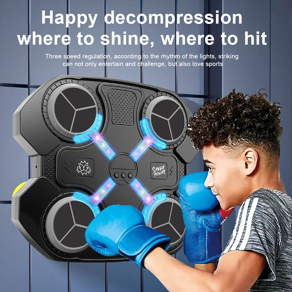 Smart Music Boxing Machine Sports Fitness Boxing Trainer Adult Kids Home Exercise Response Training Bluetooth Boxing Wall Target