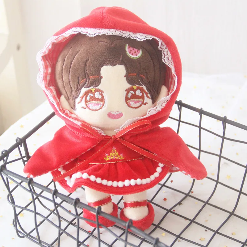 

20cm Cute Cartoon Idol Doll Clothes Kawaii Red Coat Sweater Pants Set Plush Star Doll Clothes Accessories Toys for Girls Gifts