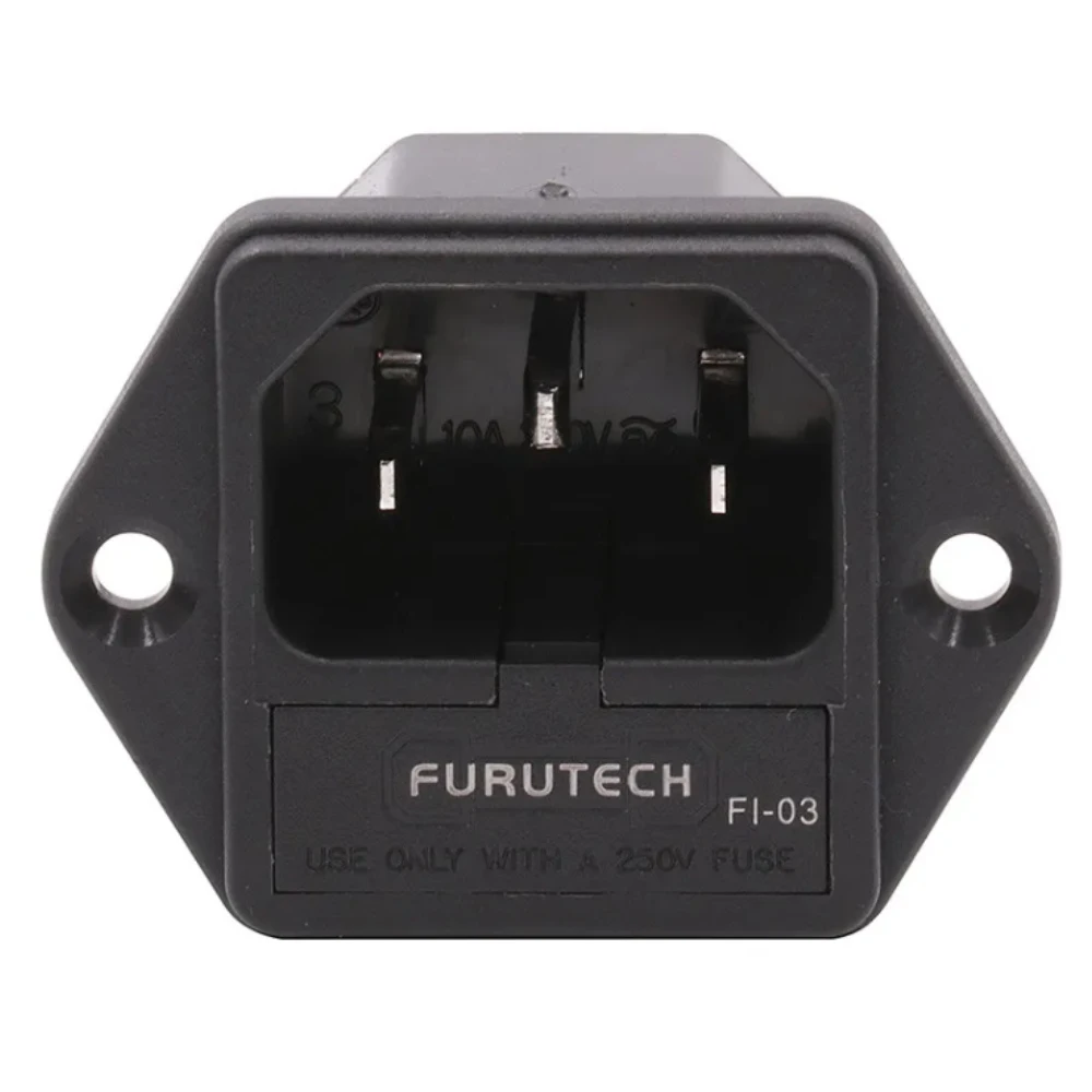 FURUTECH FI-03 AC Power Plug Socket IEC320-1 C14 Male With Fuse Holder Gold Rhodium Plated 10A 250V Original Brand New 1pcs