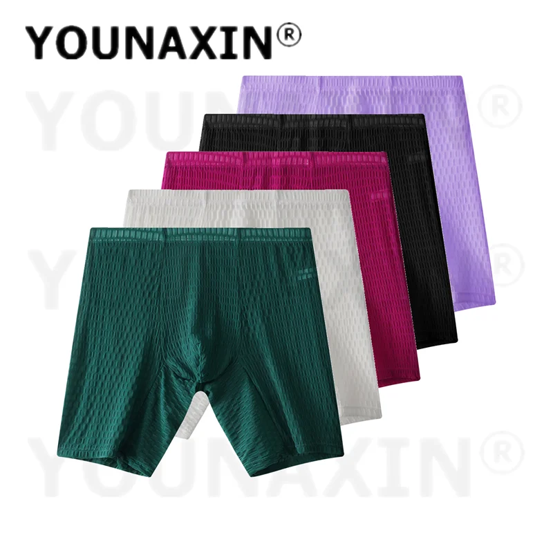 5 Pcs Men's Sexy Underwear Long Leg Mesh Boxer Briefs Gym Training Fitness Sports Shorts Underpants Quick Dry EU Size M L XL 2XL