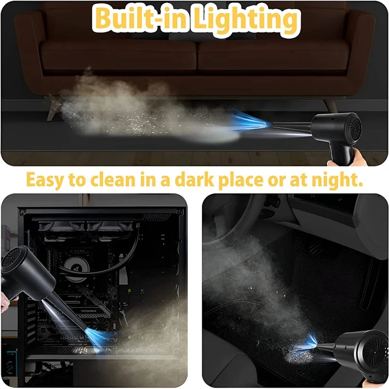 Electric Air Duster Reusable Air Duster And Vacuum 2 In 1, 3 Speeds 51000 RPM Cordless Air Blower