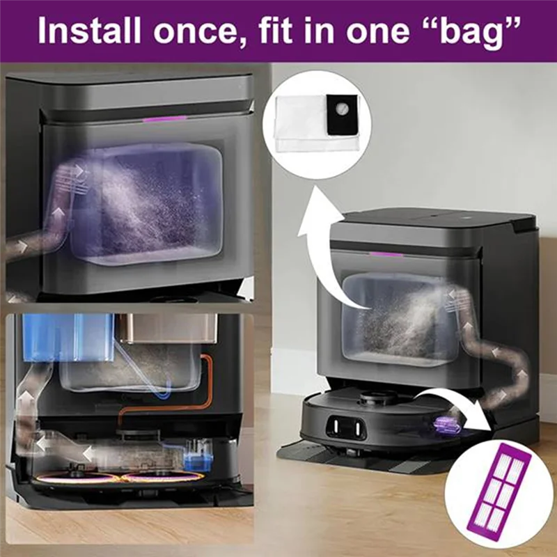 YCOC-27 قطعة ل يوريكا J15 برو الترا الذاتي تفريغ روبوت فراغ الأسطوانة الجانب فرشاة فلتر HEPA ممسحة وسادة كيس لجميع الغبار