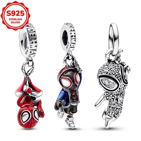 Plata De Ley 925 Silver Marvel Anime Spider-Man Charms Beads Original Women Bracelets Pendant DIY Jewelry Hot Gifts