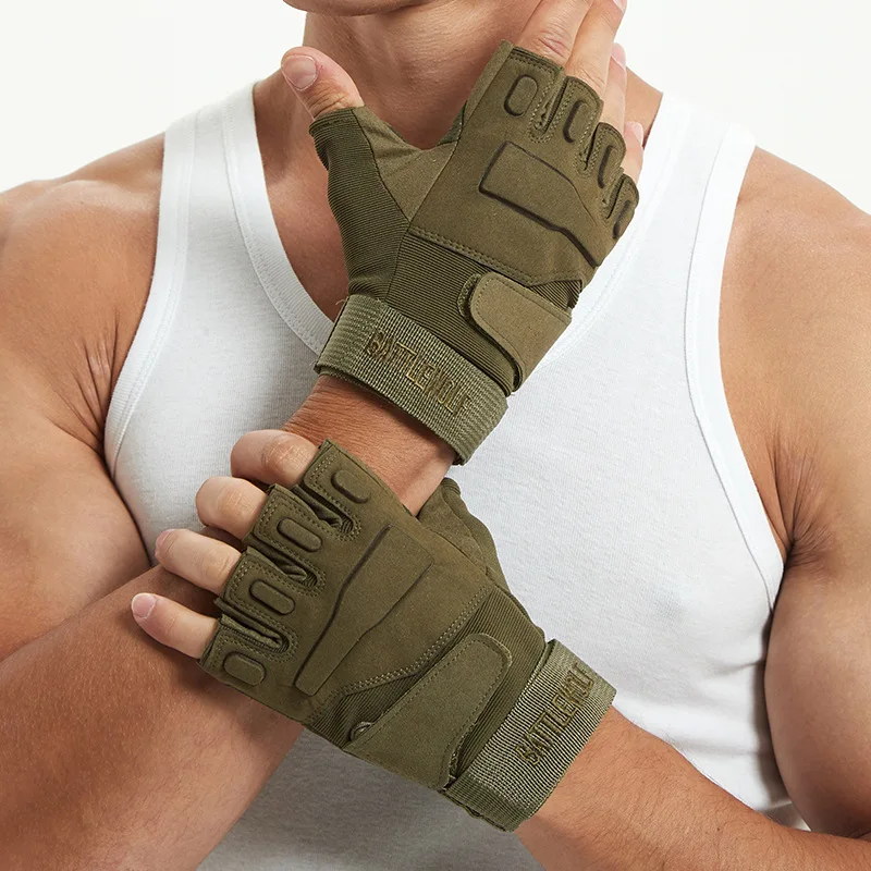 Men Tactical Fitness Gloves Non Slip Wear Resistant Shock Absorption Training Sports Outdoor Special Forces Military Gear