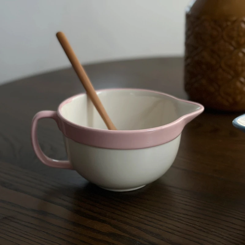 LMM high temperature underglaze color solid color medium egg beating ceramic basin handle large bowl