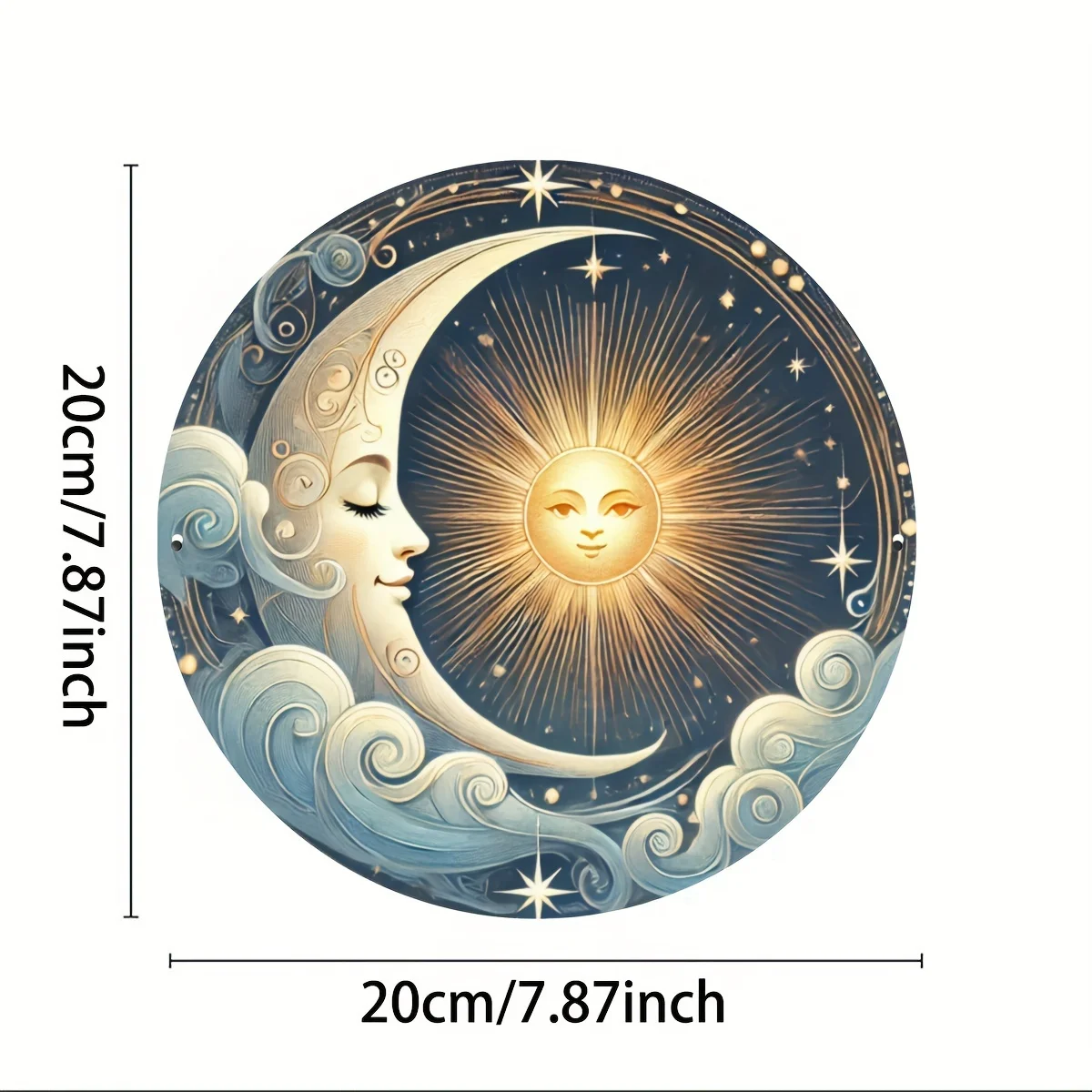 [Pre-Drilled Aluminum Star Decor] Sun and Moon Aluminum Wall Art - 8