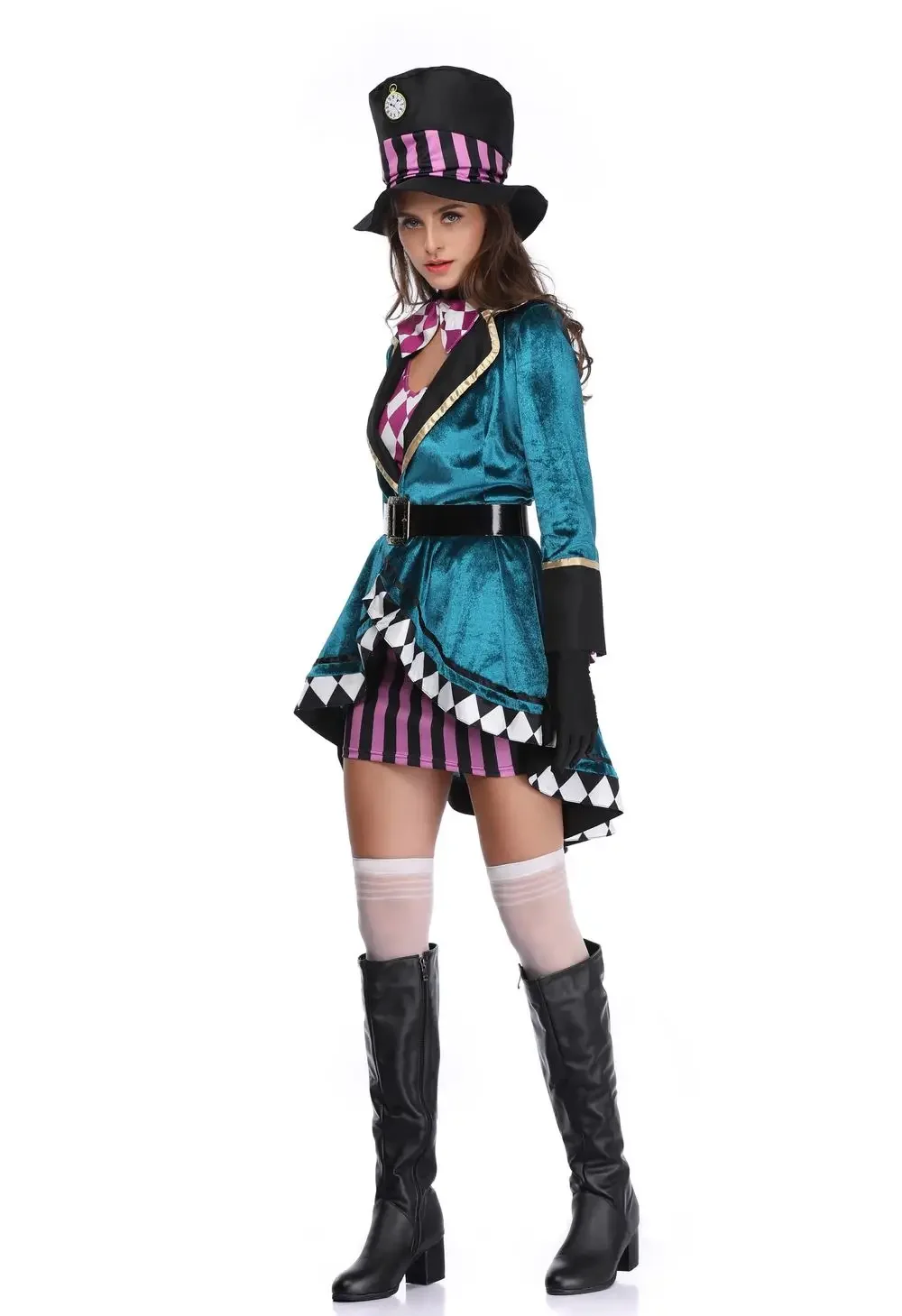 women Cosplay Costume mad hatter adult Outfit Fancy Dress plus size Halloween party Carnival Witch Costumes