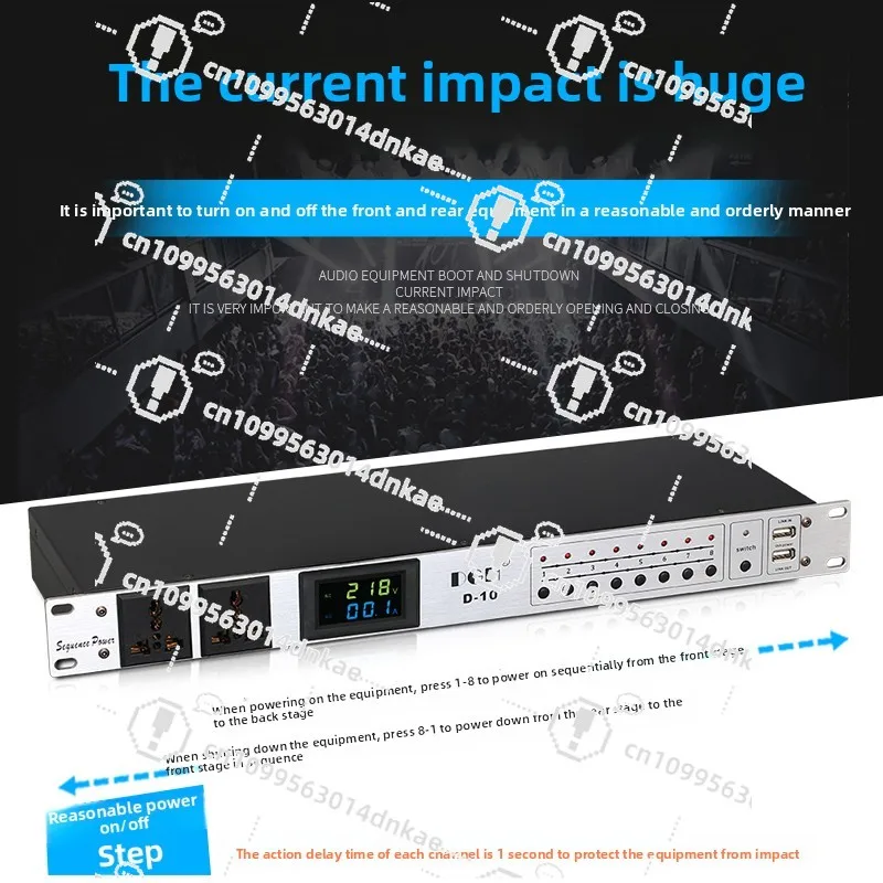 Professional Filter Power Sequencer 8 Channels, Computer Central Control 10 Channels, Stage Socket Sequence Controller 16