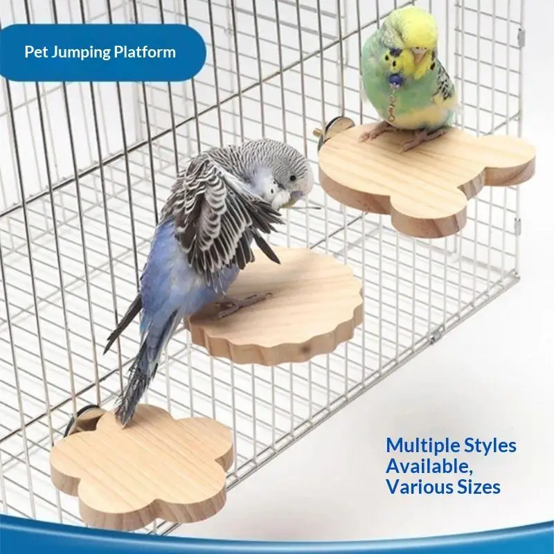 Natural Pine Wood Bird Perch Platforms Cute Unique Shapes Sturdy Fixation For Small Parrots Cockatiels Cage Use