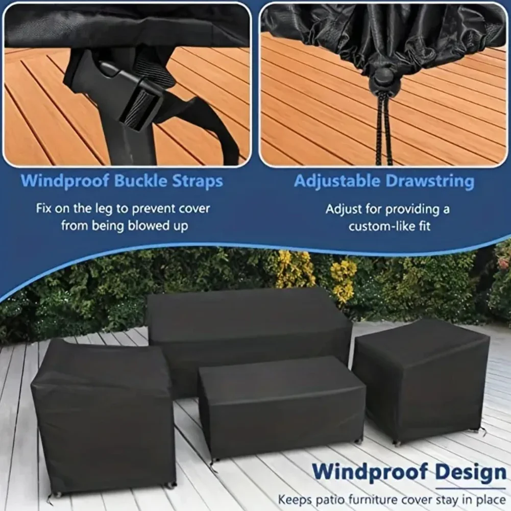 4PCS Of 200D/420D Waterproof And Windproof Black Outdoor Furniture Sets Adjustable Buckle Windproof Outdoor Furniture Sets