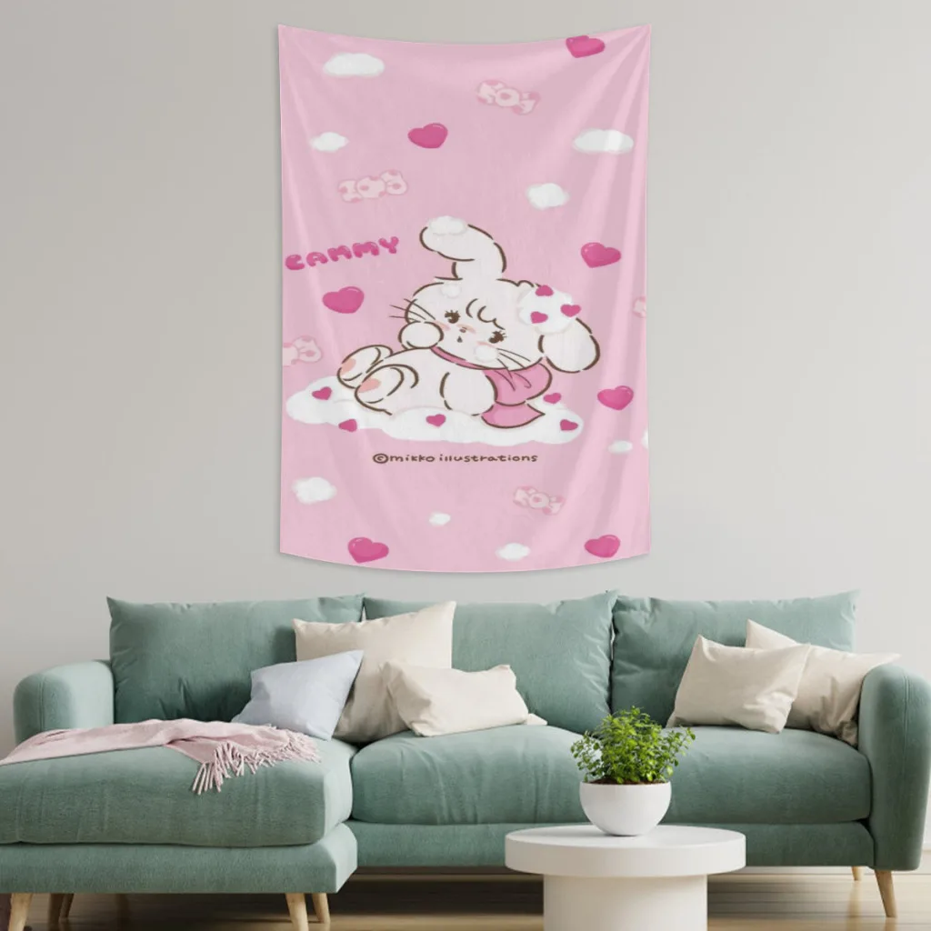 Japan Kawaii Cartoon Mikko Fabric Tapestry    for Wall Bedroom Room Decorating Items