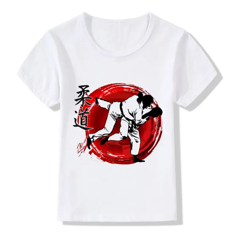 Baby Boys Girls Evolution Of A Judo Print T Shirt Summer Fashion Children Tops Tshirt Kids Clothes White Casual Soft T-Shirt