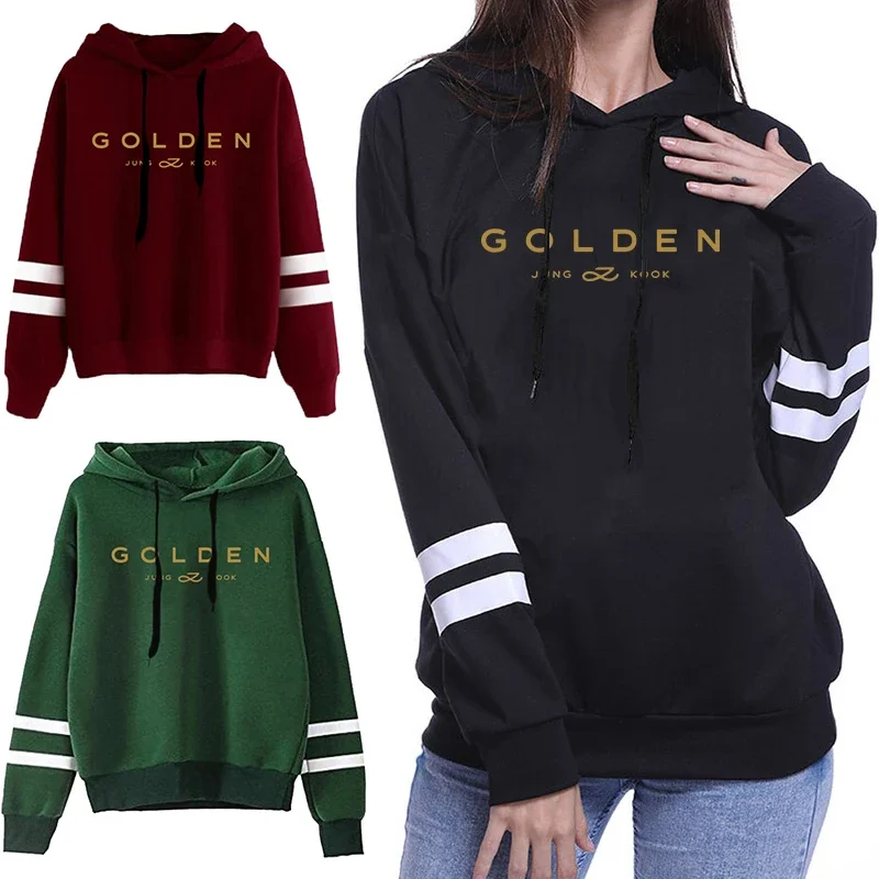 Golden Jungkook sweat à capuche imprimé automne hiver femme à capuche à manches longues sweat femme maison extérieur confort chaud pull ample