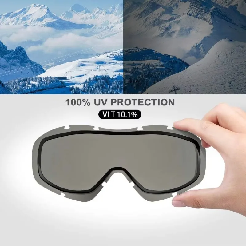Airo OutdoorMaster OTG Lightweight Anti-Fog Ski/Snowboard Goggles-over Glasses for Men Women & Youth-100% UV Protection