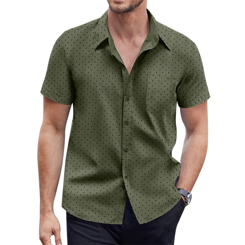 Men\'s shirt lapel summer short-sleeved new style for work, daily casual, breathable, comfortable, simple and fashionable